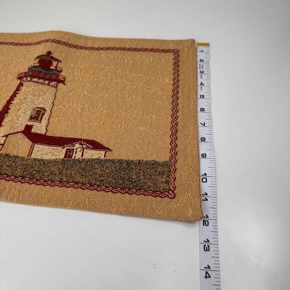 Set Of 4 Woven Lighthouse Placemats With Nautical Design 18"x12" Beige & Red - Picture 5 of 8